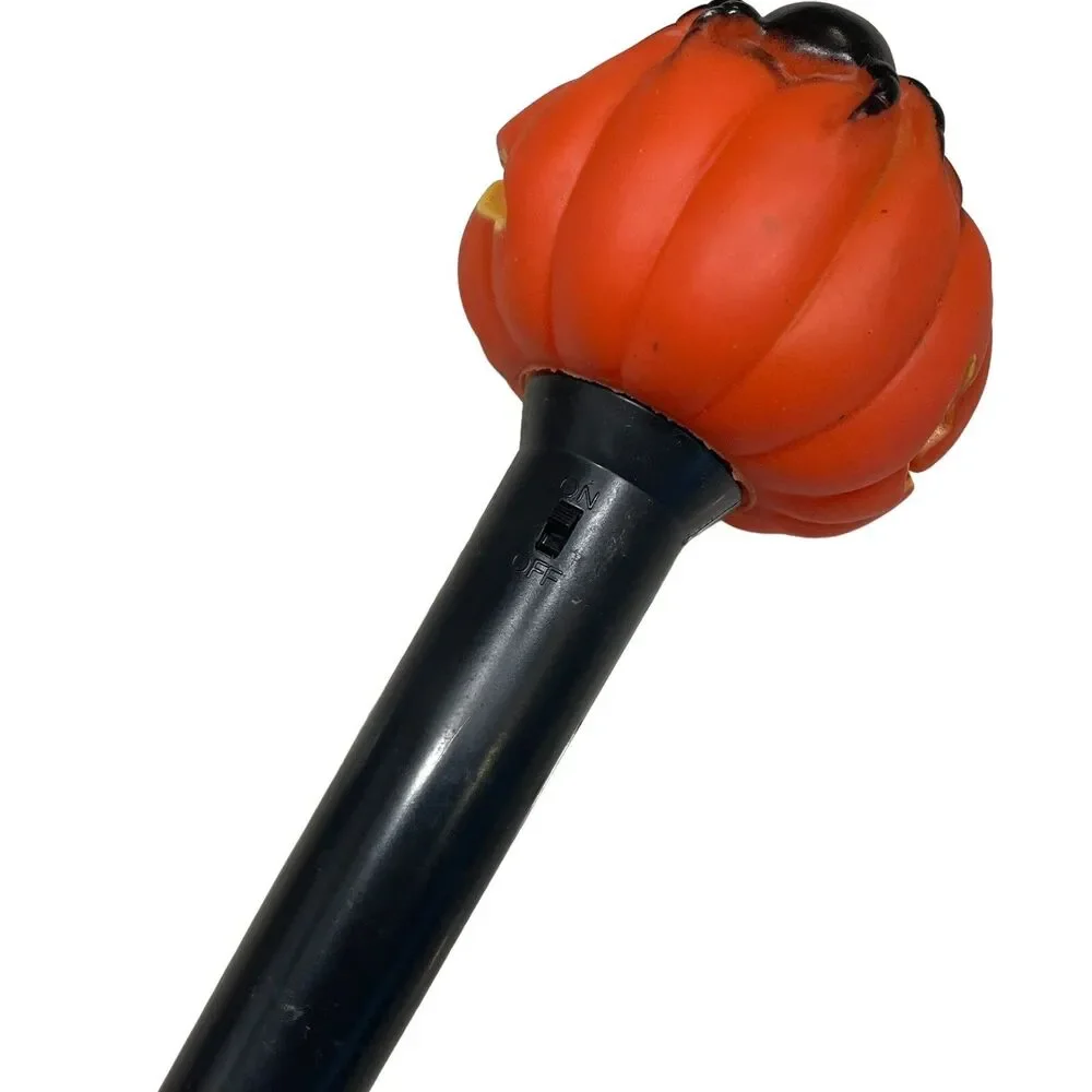 Vintage Halloween Jack-o-Lantern Blinker Vinyl Flashlight Pumpkin Spider